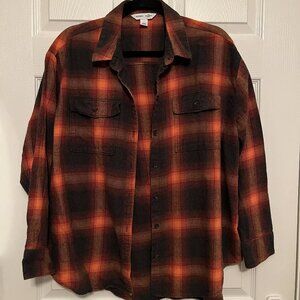 OLD NAVY Shirt Women XL The Boyfriend Flannel Taylor Swift evermore Plaid